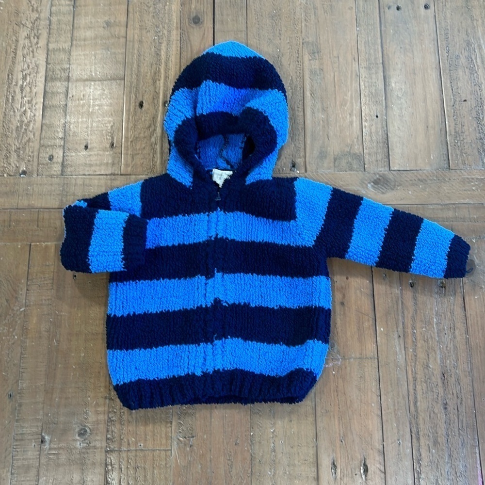 Angel dear blue striped chenille jacket